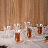 Mooloom Hand Made Borosilicate Glass Double Wall Tea Cup 120 Ml 12 Pcs ( 6 Cup+  6 Saucer )