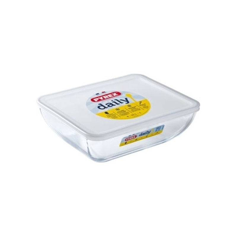 Pyrex Rectangular Dish With Lid 25X20 Cm - Clear