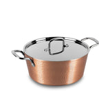 Hammered casserole with lid and handles - Brown 20 cm
