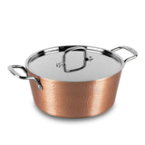 Hammered casserole with lid and handles - Brown 30cms