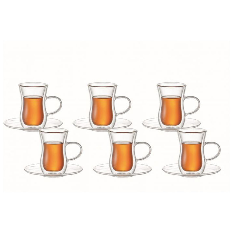 Aramoro  Double Wall Glass 12Pieces Set 100Ml-Clear