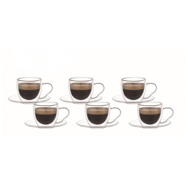 Aramoro Double Wall Glass 12Pcs Set 90Ml -Clear