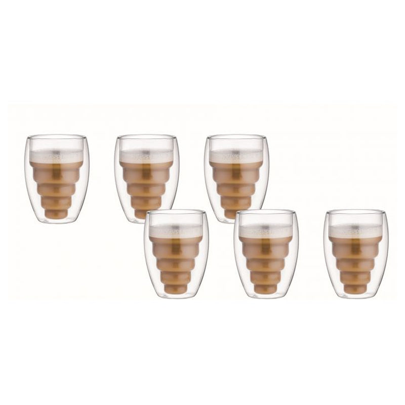 Aramoro Aramoro Double Wall Glass Tumbler 250 Ml Set Of 6-Clear
