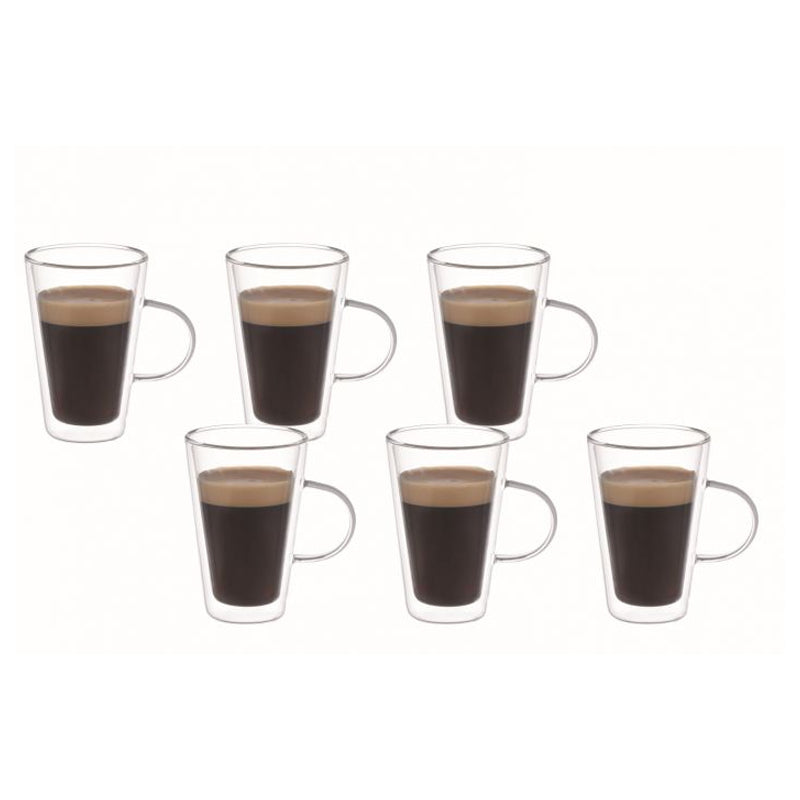 Aramoro Aramoro Double Wall Glass Cup 200 Ml Set Of 6-Clear