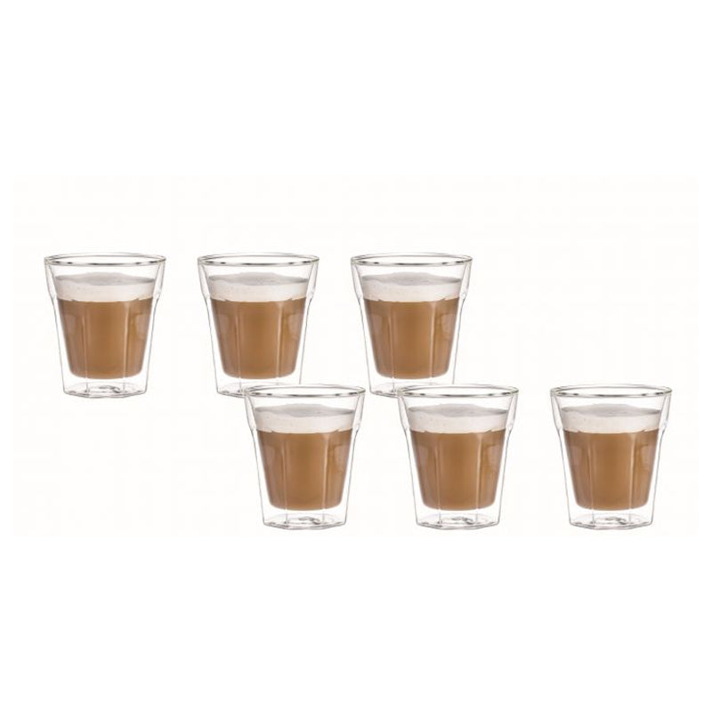 Aramoro Aramoro Double Wall Glass Tumbler 280 Ml Set Of 6-Clear