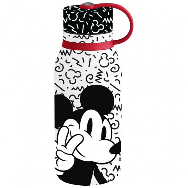 Stor Mickey Insulated Stainless Steel Bottle 330 Ml-White - Black