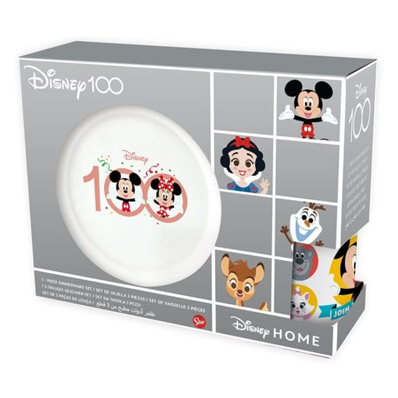 Stor Disney 100 Ceramic 3 Pcs Snack Set -Multicolor