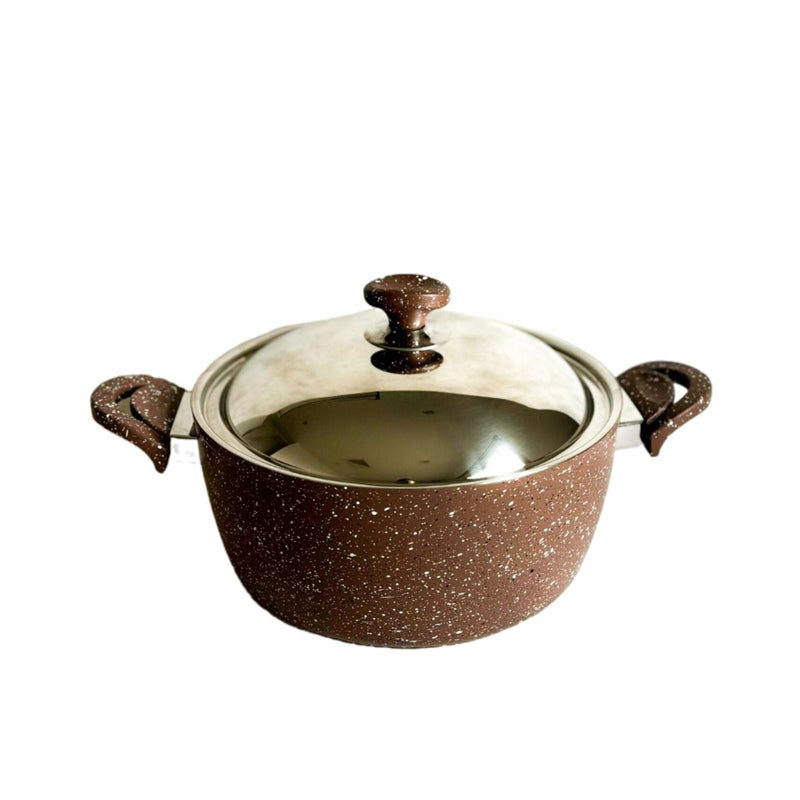 Saflon Granite Pot With Steel Lid 34Cm-Brown