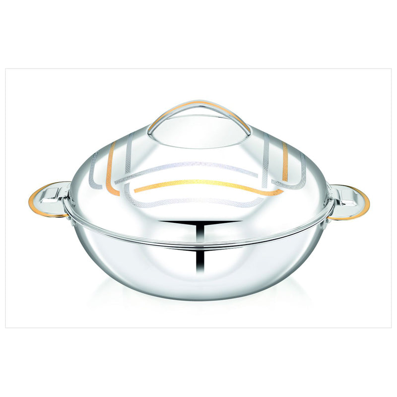 Bohara Al Reem Gold Square Hotpot 1200Ml Stainless Steel 18/10-Gold&Silver