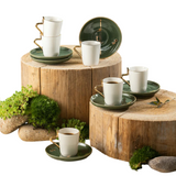 Turkish Coffee Set 12 Pcs - Olive + Gold