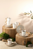 Porcelain Tea Set 12 Pcs - Beige + Gold