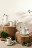 Porcelain Tea Set 12 Pcs - Pearl White + Gold