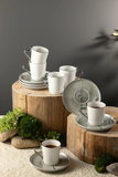 Porcelain Tea Set 12 Pcs - Grey + Silver