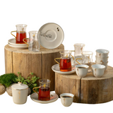 Tea And Arabic Coffee Set 19 Pcs - Beige + Gold