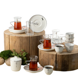 Tea And Arabic Coffee Set 19 Pcs - Pearl White + Silver