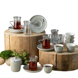 Tea And Arabic Coffee Set 19 Pcs - Grey + Silver