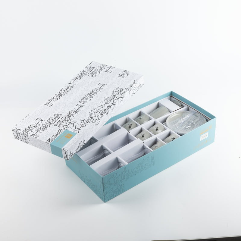 Tea And Arabic Coffee Set 19 Pcs - Grey + Silver