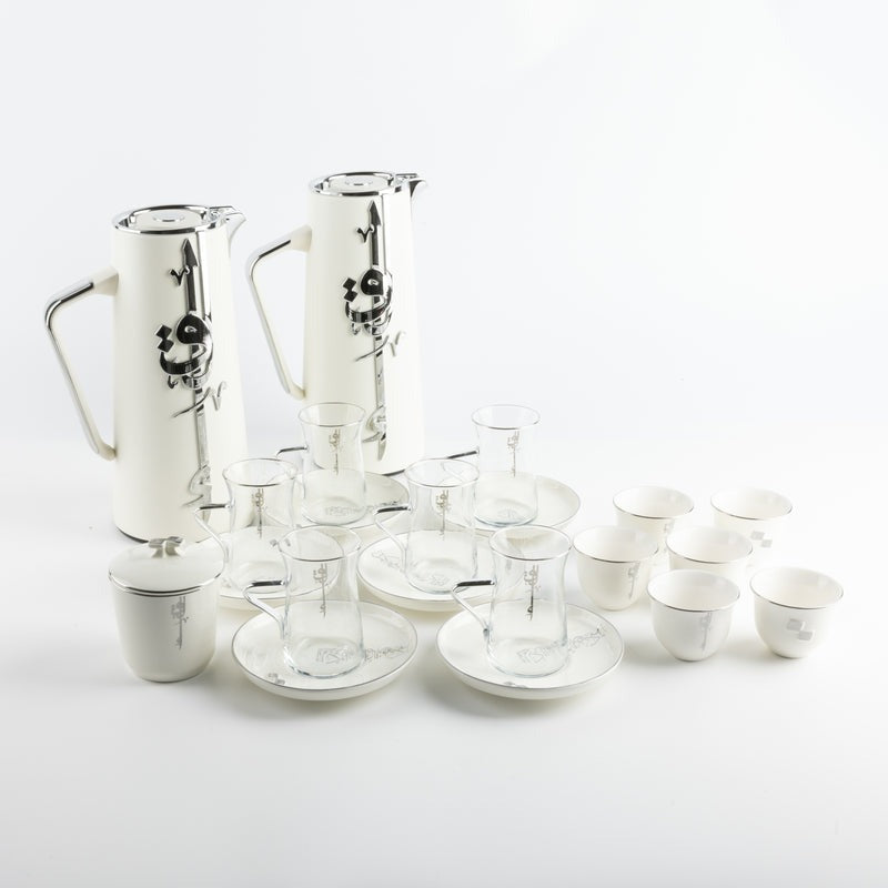 Luxury Full Hospitality Set 21 pcs - Pearl White + Silver