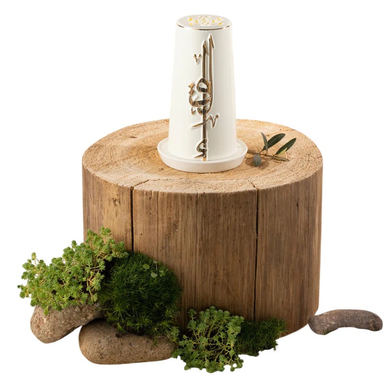 Small Electronic Candle - Pearl White + Gold