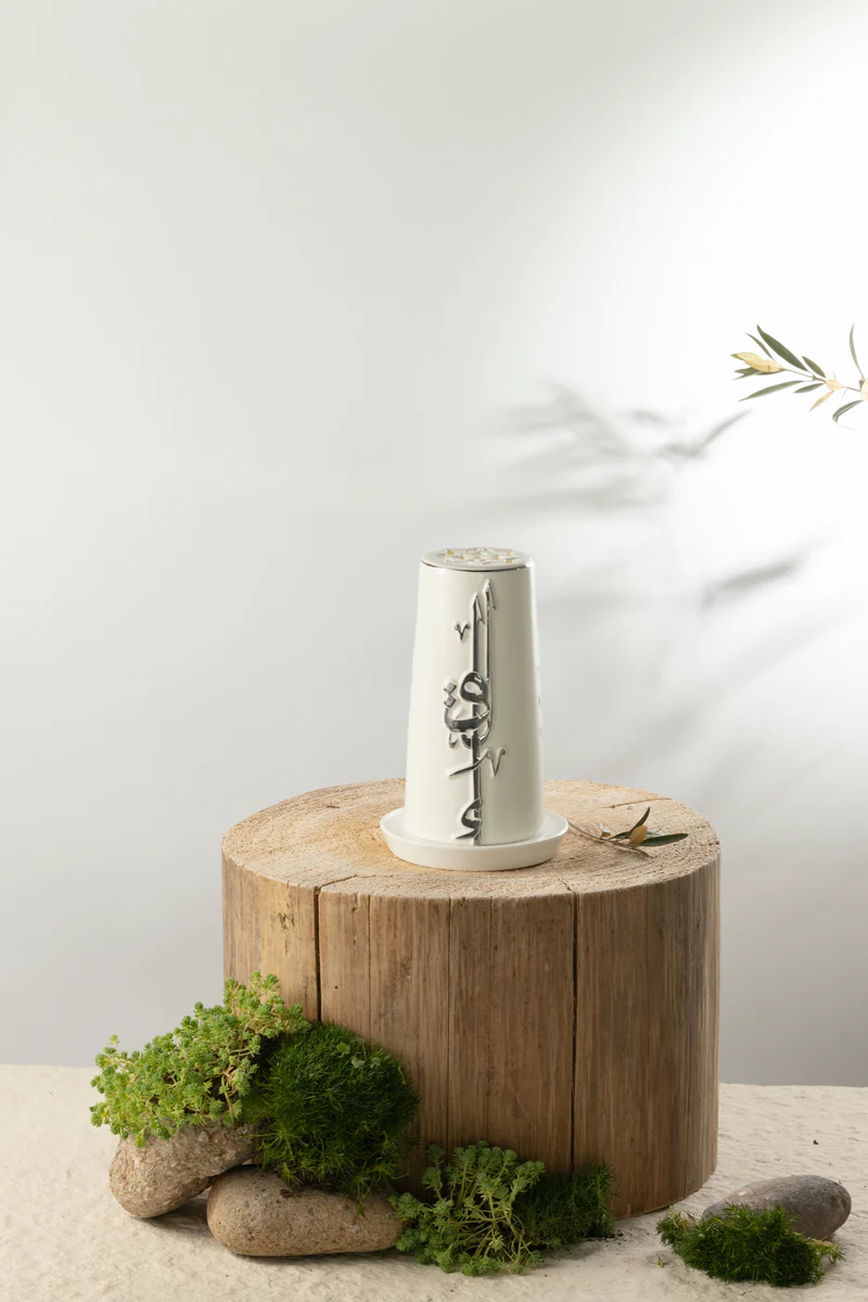 Small Electronic Candle - Pearl White + Silver