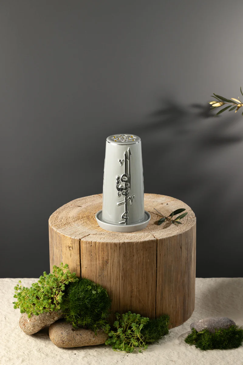 Small Electronic Candle - Grey + Silver