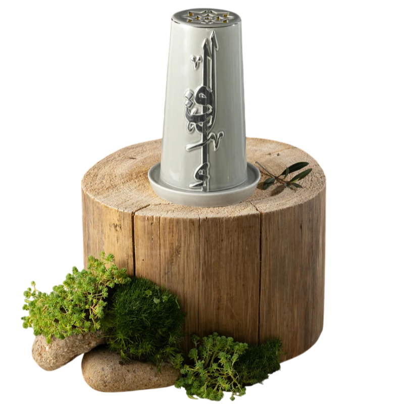 Medium Electronic Candle - Grey + Silver