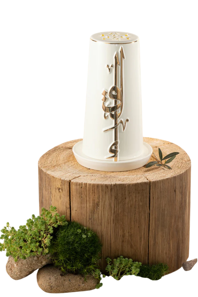Large Electronic Candle - Pearl White + Gold