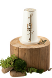 Large Electronic Candle - Pearl White + Gold