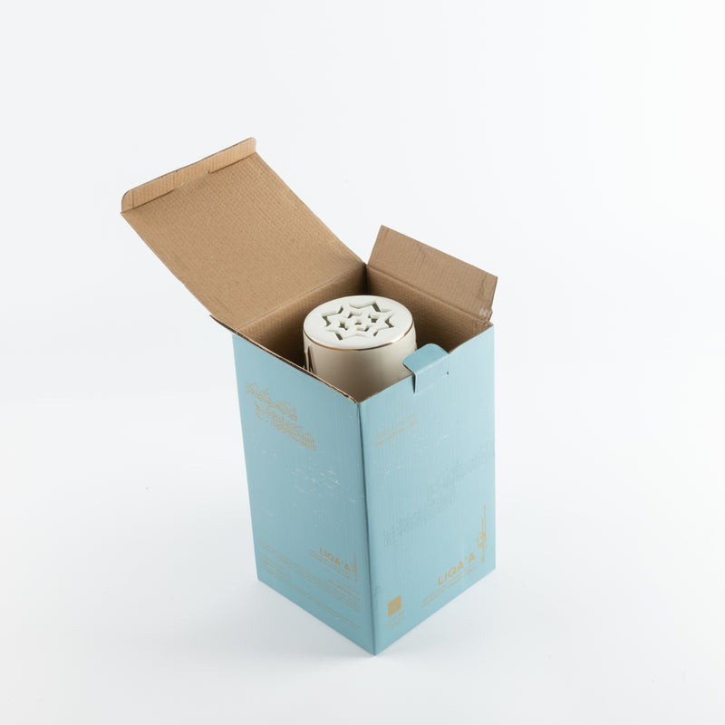 Large Electronic Candle 15.7x23.1 cm - Pearl White + Gold