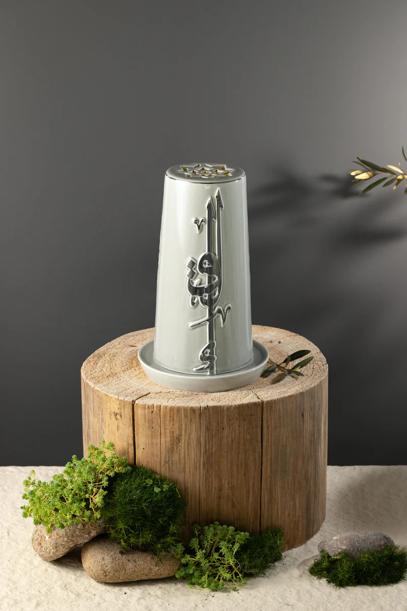 Large Electronic Candle - Grey + Silver