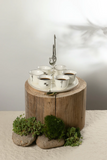 6 Arabic Coffee Cups With Stand And Handle - Pearl White + Silver