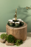 6 Arabic Coffee Cups With Stand And Handle - Olive + Gold