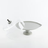 6 Plates And Stand With Acrylic Cover With Knife - Grey + Silver