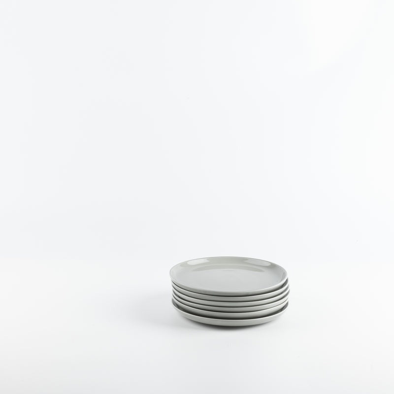 6 Plates And Stand With Acrylic Cover With Knife - Grey + Silver