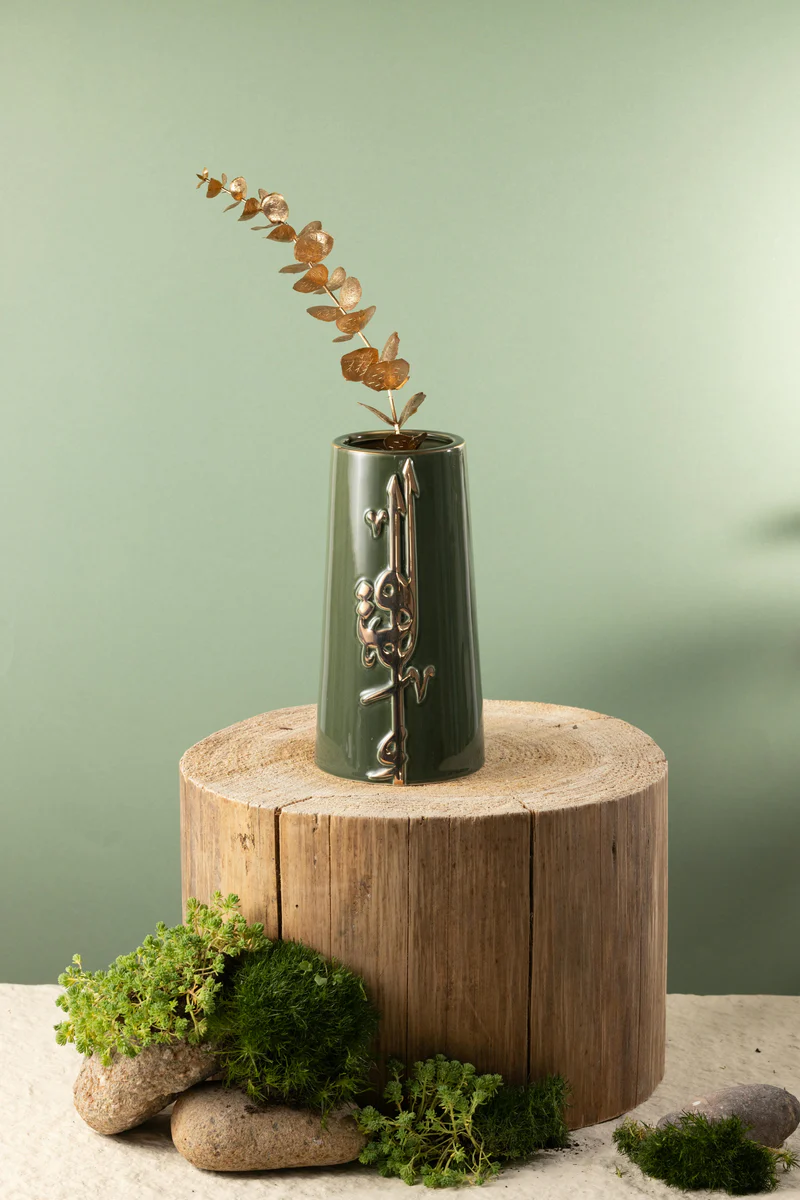 Flower Vase - S - Olive + Gold