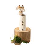 Flower Vase - L -13x25 cm -  Beige + Gold