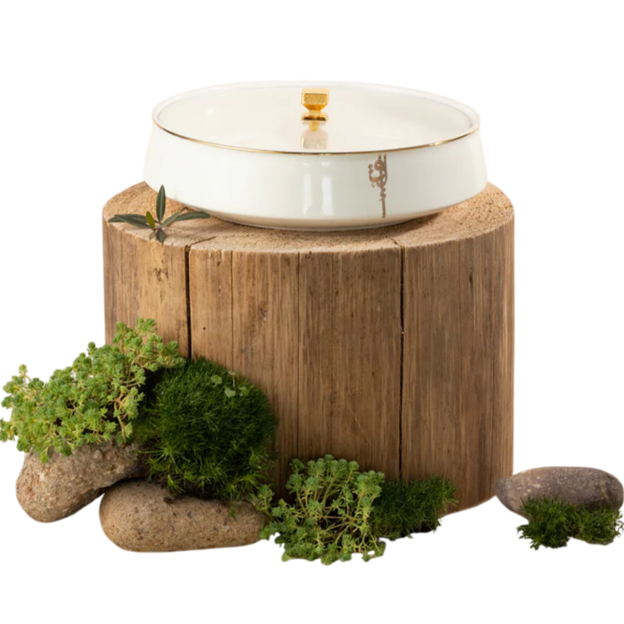 Large Date Bowl - Pearl White + Gold