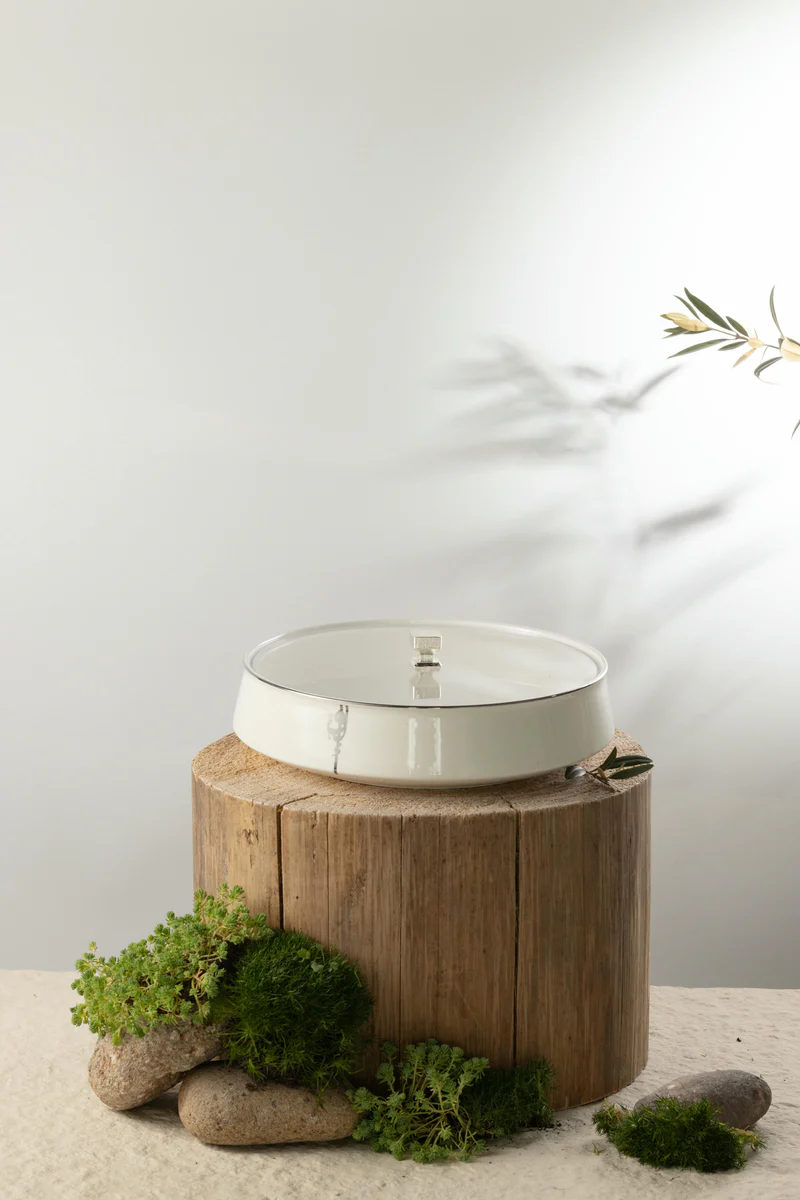 Large Date Bowl - Pearl White + Silver