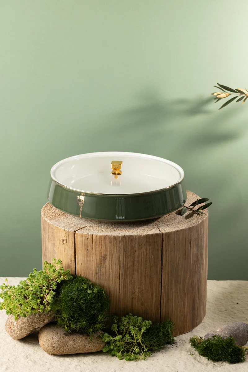 Large Date Bowl - Olive + Gold
