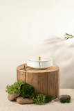 Medium Date Bowl - Pearl White + Gold