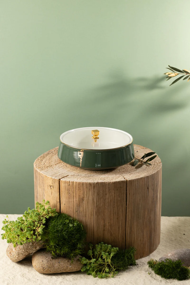 Medium Date Bowl - Olive + Gold
