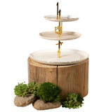 3 Layer Stand 27x18.7 cm -Beige + Gold