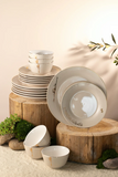 Dinner Set 18 Pcs - Beige + Gold