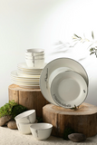 Dinner Set 18 Pcs - Pearl White + Silver