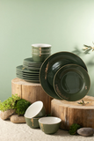 Dinner Set 18 Pcs - Olive + Gold
