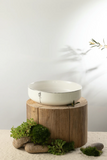 Porcelain Salad Bowl - Pearl White+Silver