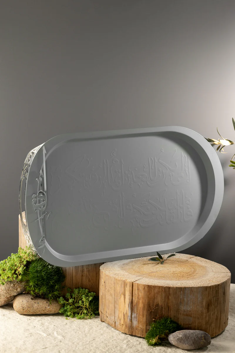 Iron Serving Tray - Grey + Silver