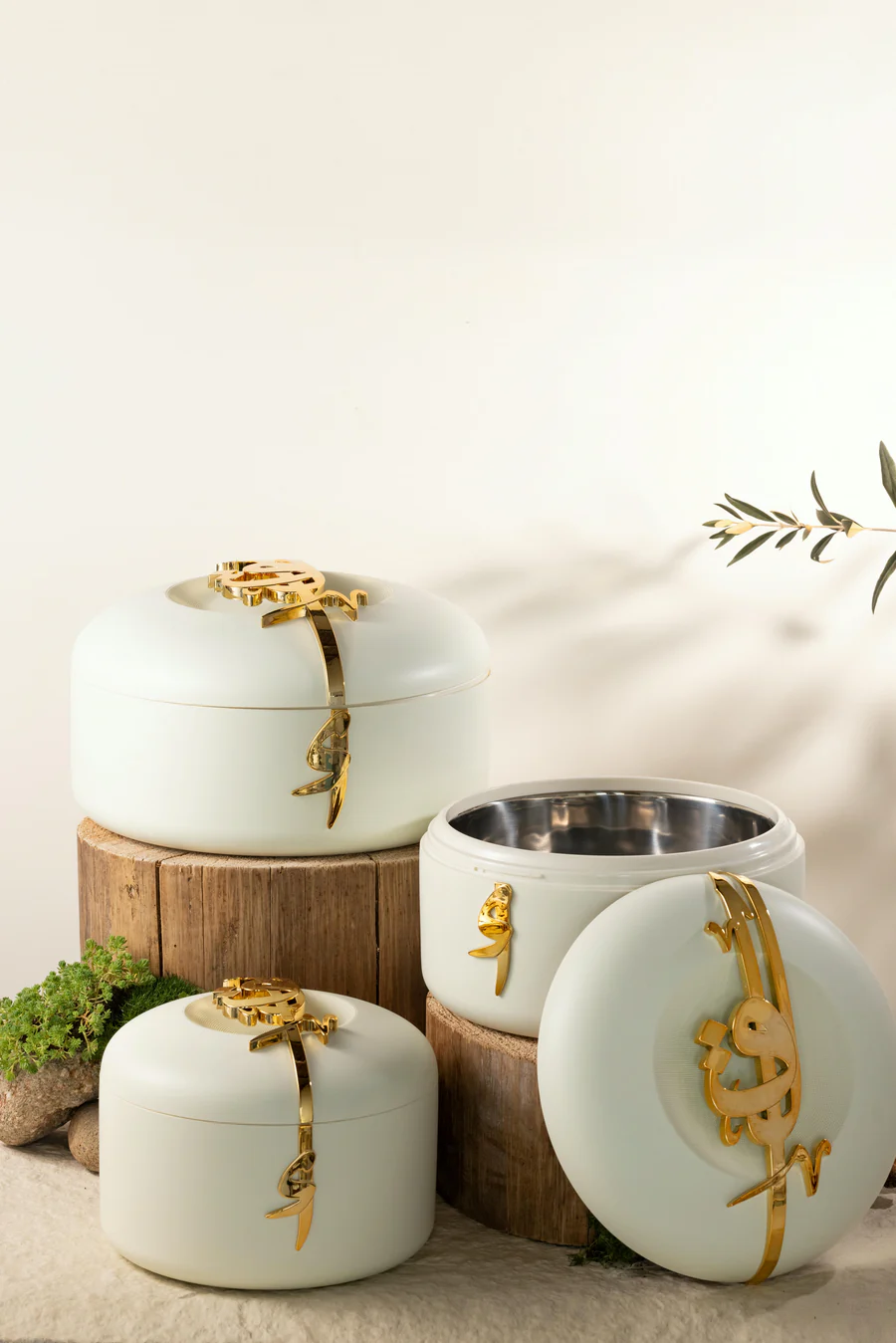 Food Warmer Set - Pearl White + Gold