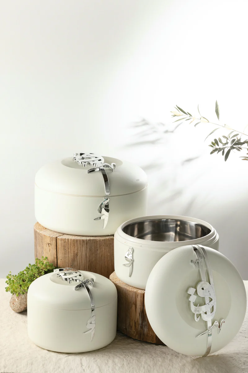 Food Warmer Set - Pearl White + Silver