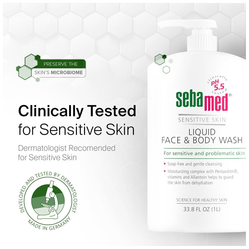 Sebamed Liquid Face & Body Wash 1000Ml-Transparent